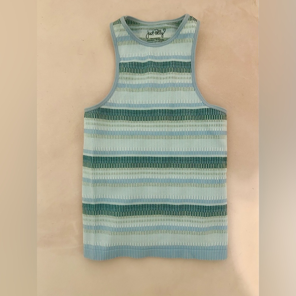 Blue Striped Knit Tank